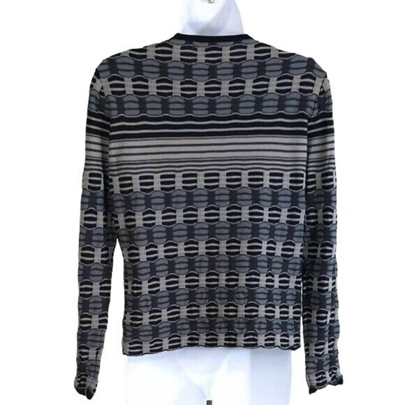 Pendleton Petite Knit Cardigan Sweater Gray Medium Button Long Sleeve Cityscape - Picture 4 of 6